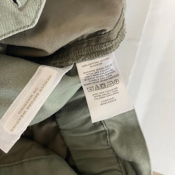 Loft High Rise Belted Paperbag Green Rolled Hem Shorts - Size 2 - Picture 5 of 5